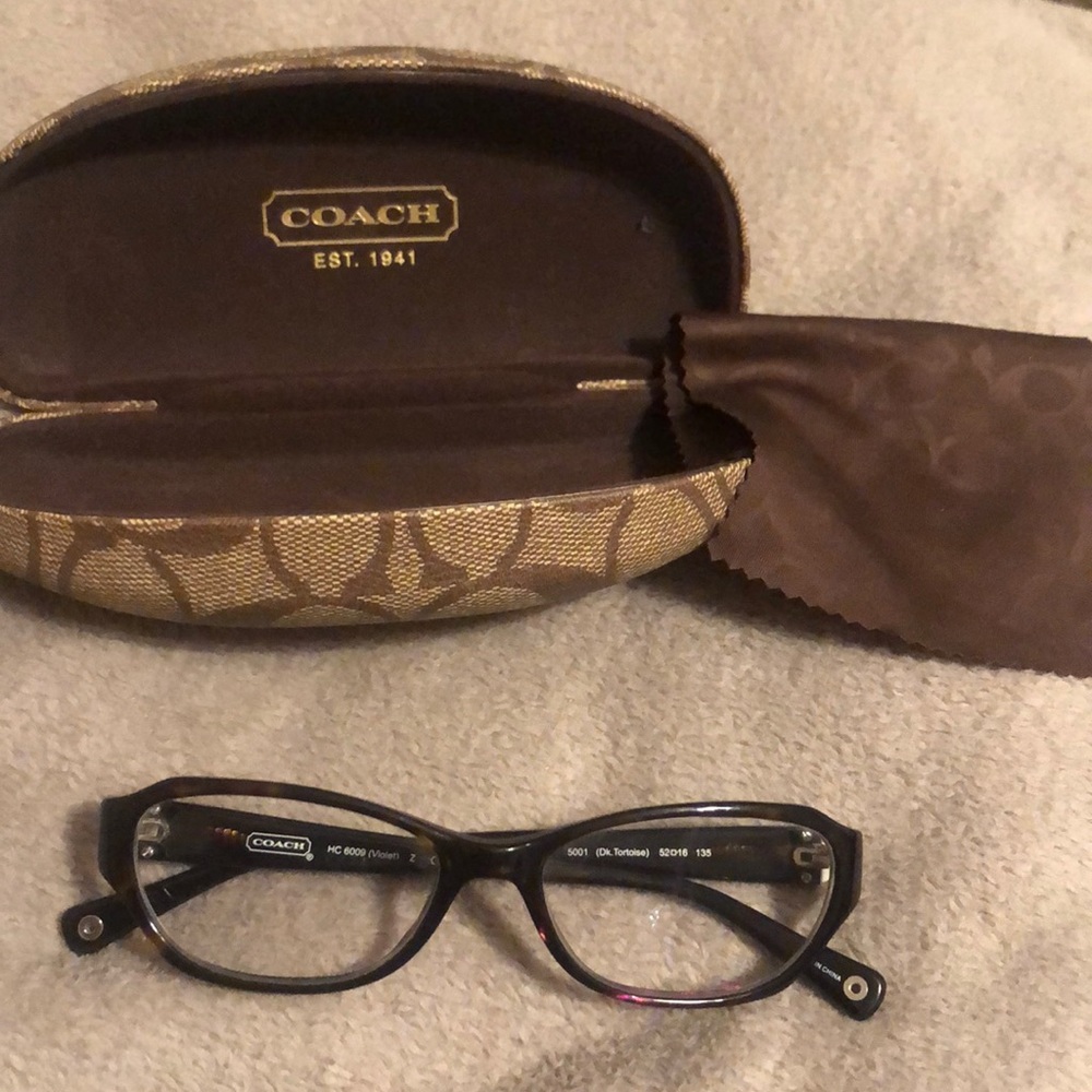 Coach glasses, case, and cleaning cloth